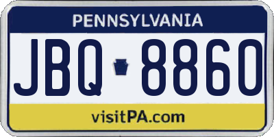 PA license plate JBQ8860