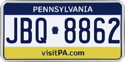PA license plate JBQ8862