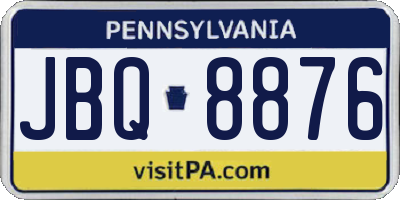 PA license plate JBQ8876