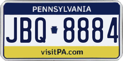 PA license plate JBQ8884