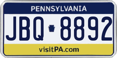 PA license plate JBQ8892