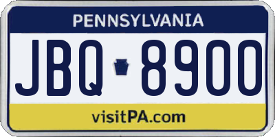PA license plate JBQ8900