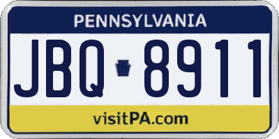PA license plate JBQ8911
