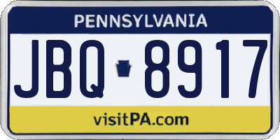 PA license plate JBQ8917