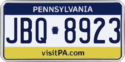 PA license plate JBQ8923