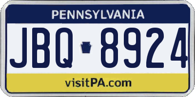 PA license plate JBQ8924