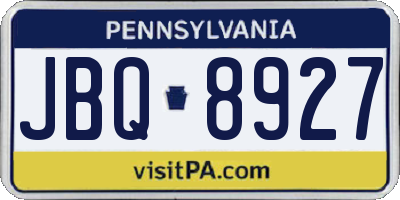 PA license plate JBQ8927