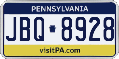 PA license plate JBQ8928