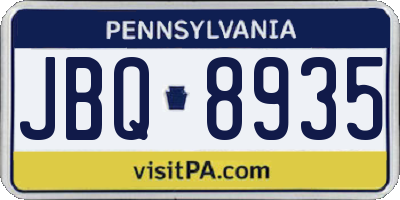 PA license plate JBQ8935