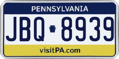 PA license plate JBQ8939