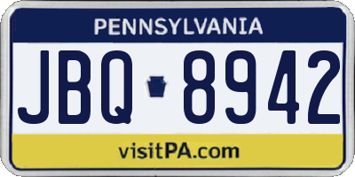 PA license plate JBQ8942