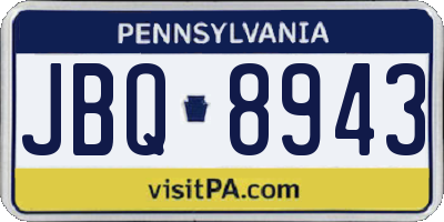 PA license plate JBQ8943