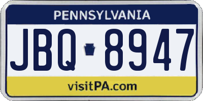 PA license plate JBQ8947
