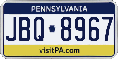 PA license plate JBQ8967