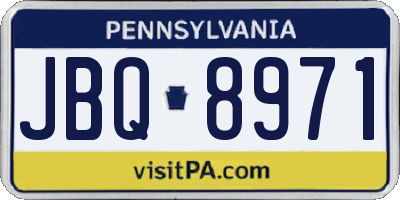 PA license plate JBQ8971