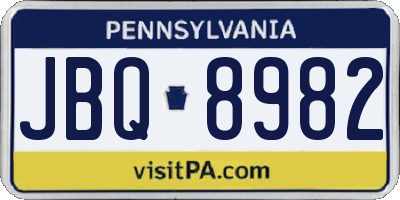 PA license plate JBQ8982