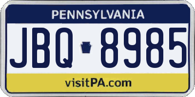 PA license plate JBQ8985