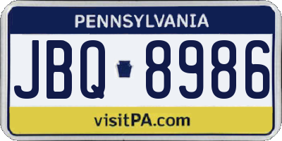 PA license plate JBQ8986