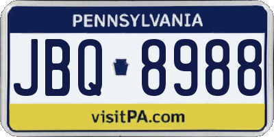 PA license plate JBQ8988