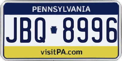 PA license plate JBQ8996