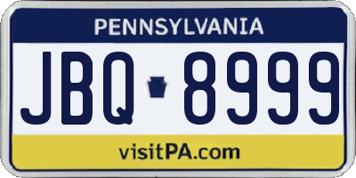 PA license plate JBQ8999