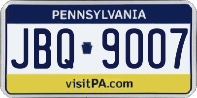 PA license plate JBQ9007