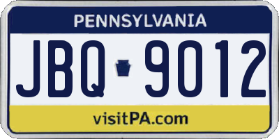 PA license plate JBQ9012