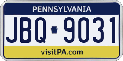 PA license plate JBQ9031