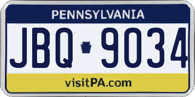 PA license plate JBQ9034