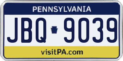 PA license plate JBQ9039