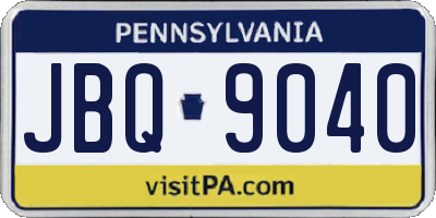 PA license plate JBQ9040