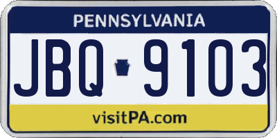 PA license plate JBQ9103