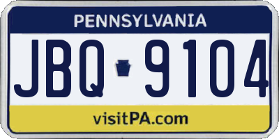 PA license plate JBQ9104