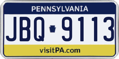 PA license plate JBQ9113