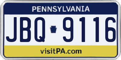 PA license plate JBQ9116