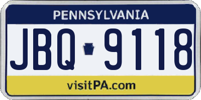 PA license plate JBQ9118