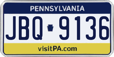 PA license plate JBQ9136