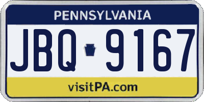 PA license plate JBQ9167