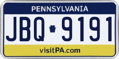 PA license plate JBQ9191