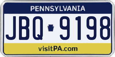 PA license plate JBQ9198