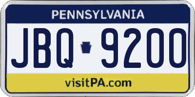 PA license plate JBQ9200