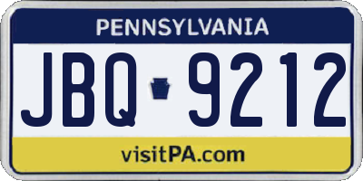 PA license plate JBQ9212