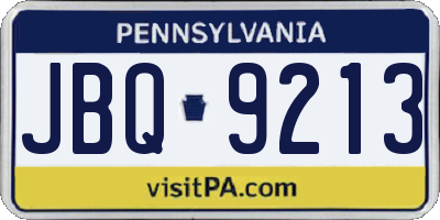 PA license plate JBQ9213