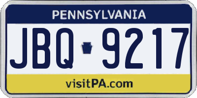 PA license plate JBQ9217