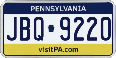 PA license plate JBQ9220