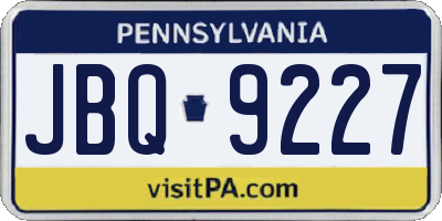 PA license plate JBQ9227