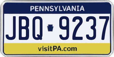 PA license plate JBQ9237