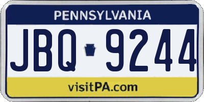 PA license plate JBQ9244