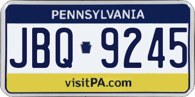 PA license plate JBQ9245