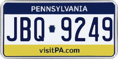 PA license plate JBQ9249